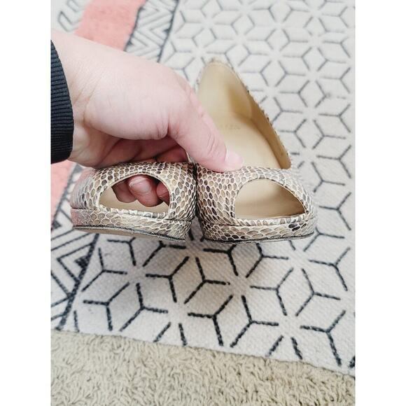 Stuart Weitzman Faux Python Patent Leather Peep Toe Heels, sz 7.5 - Picture 14 of 16